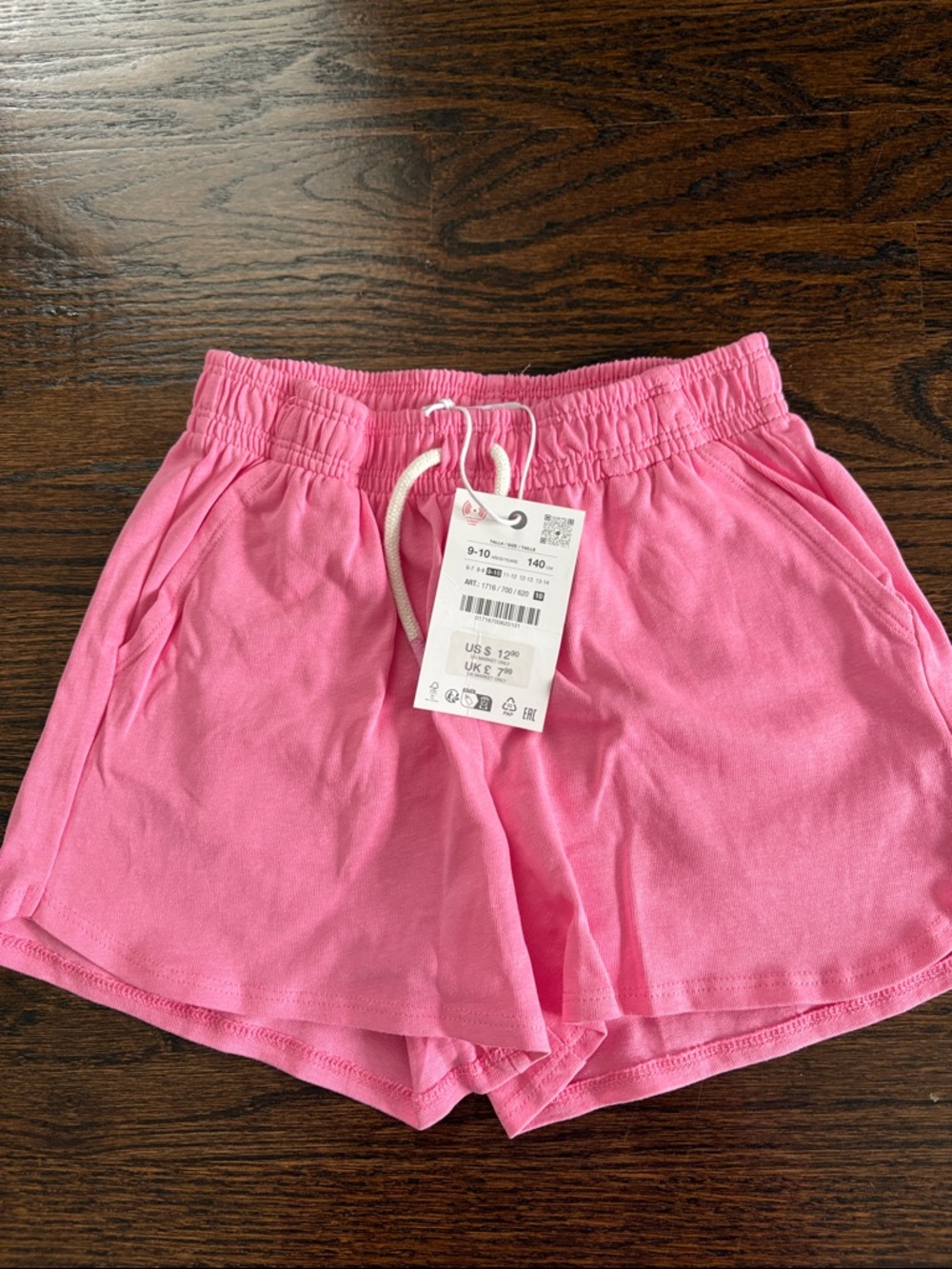 Zara Pink Drawstring Elastic-Waist Girls' Athletic Shorts - Picture 3 of 5